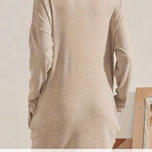 Oatmeal colored sweater dress with pockets